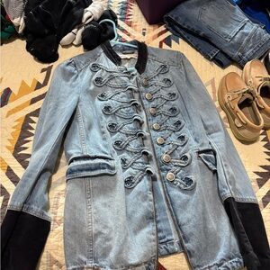 Free People Women's Denim Military Jacket